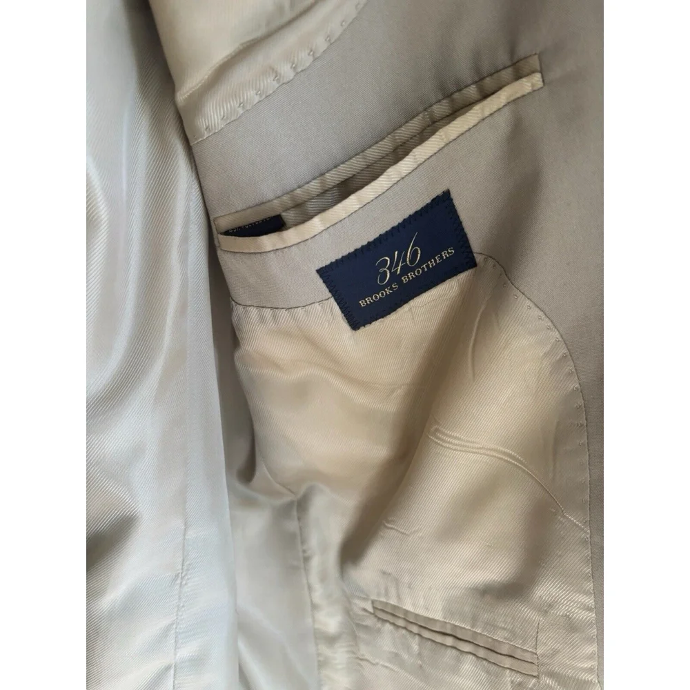 Vtg 346 Brooks Brothers Blazer Sport Coat Mens Beige 44L